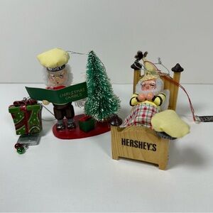 Hershey’s Chocolate Kurt Adler Christmas Ornaments Pair (2) Vintage 1990’s Lot